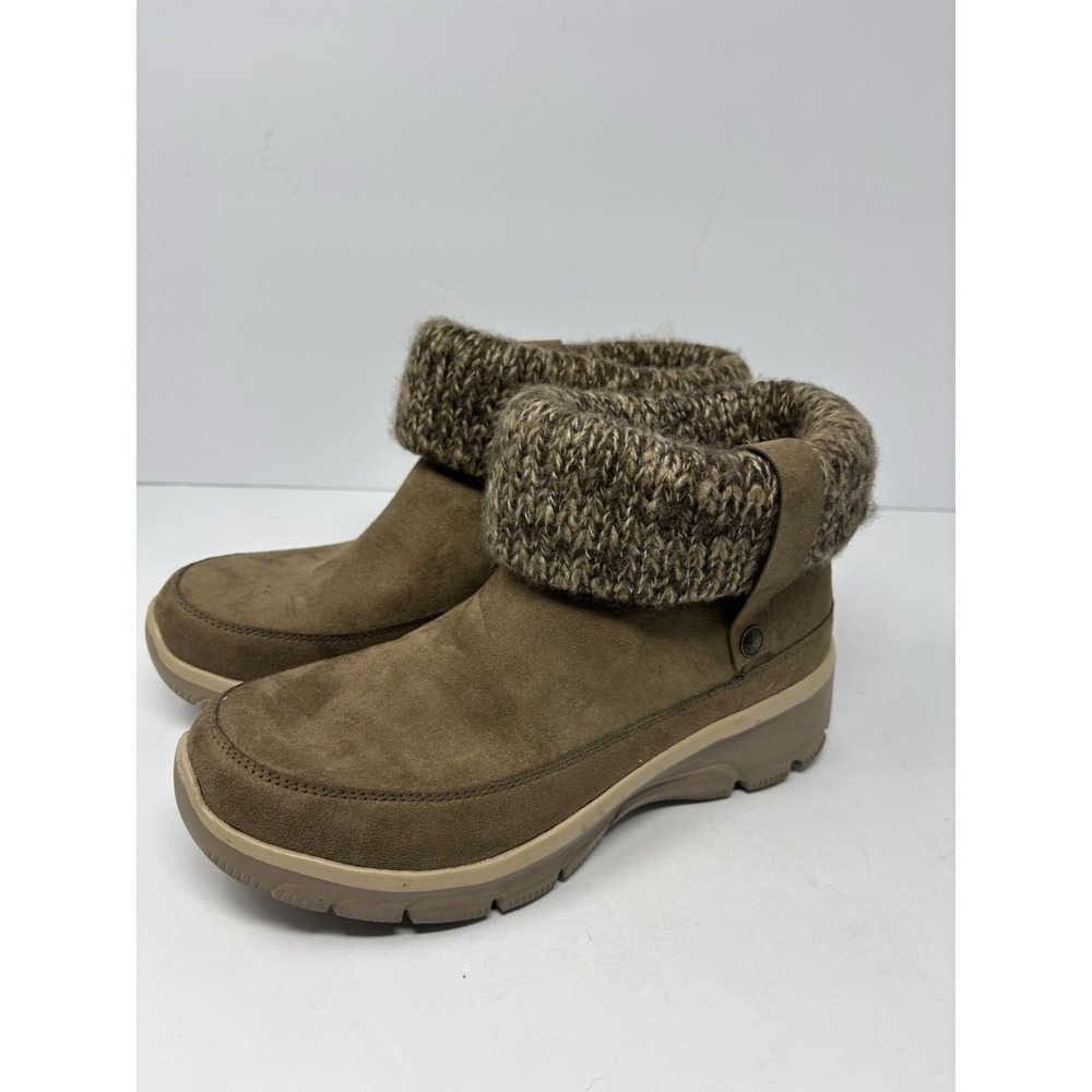 Skechers Relaxed Fit 49539 Taupe Knit Collar Memory Foam Ankle Boots Womens 8.5